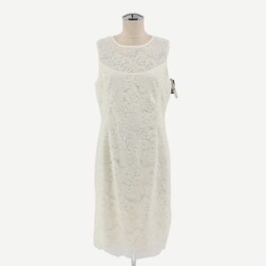 WHBM Ivory Paisley Lace Dress Size 10 Sleeveless Sheath Crochet Office Retro NEW